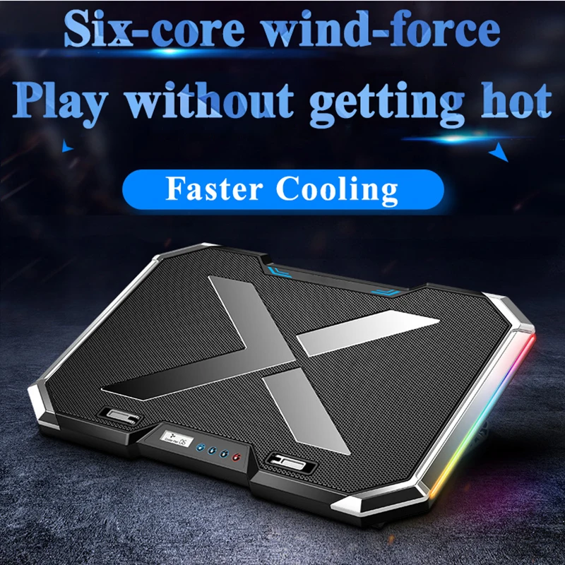 18 Inch USB Cooling Pad Gaming Laptop Cooler 6 Fans with Led Screen Two USB Port Laptop Cooling Pad Notebook Stand for Laptop
18 Inch USB Cooling Pad Gaming Laptop Cooler 6 Fans with Led Screen Two USB Port Laptop Cooling Pad Notebook Stand for Laptop