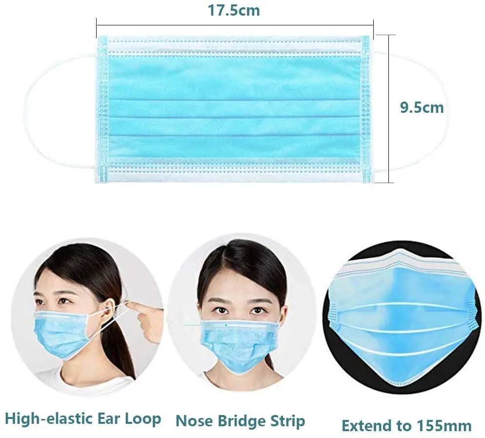 50Pcs/100pcs Mask Disposable Nonwove 3 Layer Filter Mask mouth safe Breathable Protective masks face mask with filters
50Pcs/100pcs Mask Disposable Nonwove 3 Layer Filter Mask mouth safe Breathable Protective masks face mask with filters