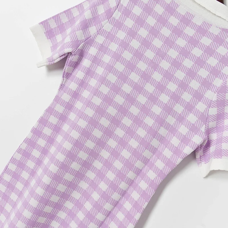 2021 Summer Plaid Knitted Dress Vintage Women Turn Down Collar Single Breasted Slim Violet A line Short Sleeve Dress
2021 Summer Plaid Knitted Dress Vintage Women Turn Down Collar Single Breasted Slim Violet A line Short Sleeve Dress