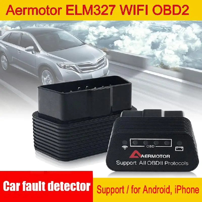 Детектор неисправностей Aermotor ELM327, Wi-Fi, поддержка OBD2, для Android и Apple
Детектор неисправностей Aermotor ELM327, Wi-Fi, поддержка OBD2, для Android и Apple