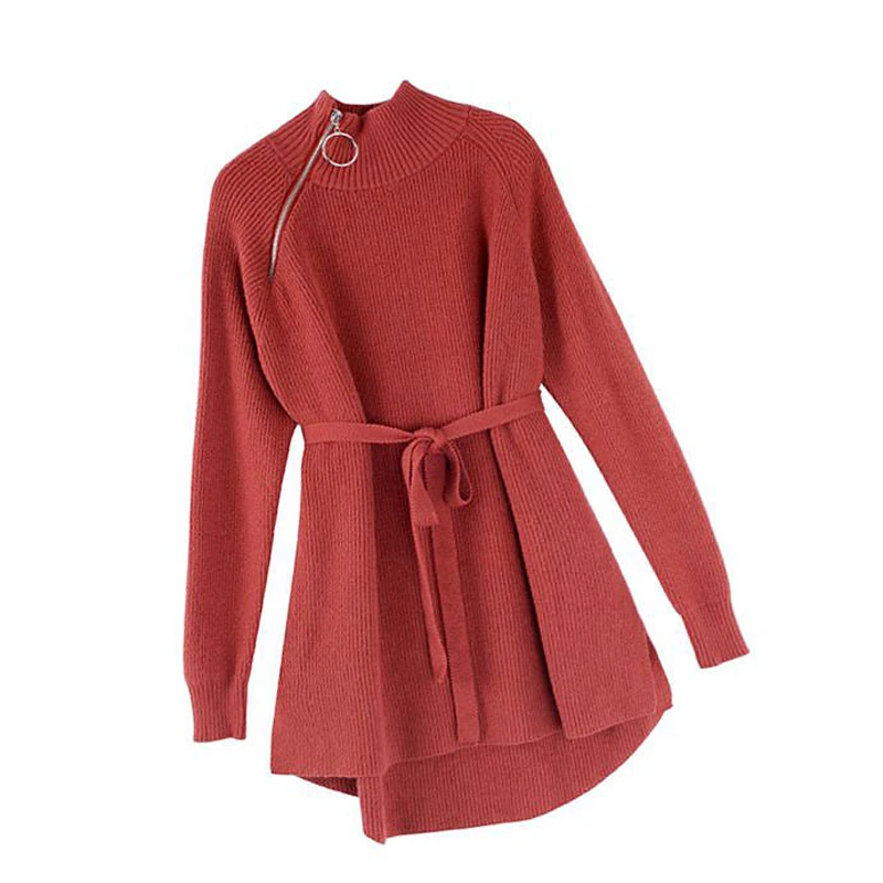 Zipper Turtleneck Women Sweater Loose Lace Up Knitted Full Sleeve Pullovers Female Long Jumper 2020 Autumn Winter
Zipper Turtleneck Women Sweater Loose Lace Up Knitted Full Sleeve Pullovers Female Long Jumper 2020 Autumn Winter