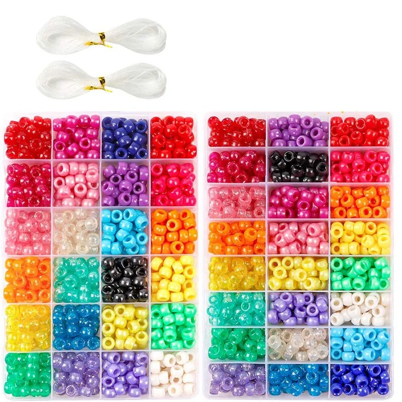 Pony Beads, 1,900 Pcs 9mm Pony Beads Set in 24 Colors with Elastic String for Bracelet Jewelry Making
Pony Beads, 1,900 Pcs 9mm Pony Beads Set in 24 Colors with Elastic String for Bracelet Jewelry Making