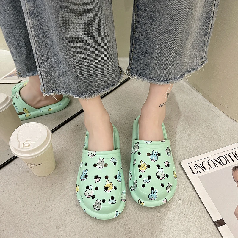 Slippers Casual Cover Toe Flock Summer Women's Shoes Candy Colors Shale Female Beach Shallow Pantofle Luxury Flat Soft Animal Sa