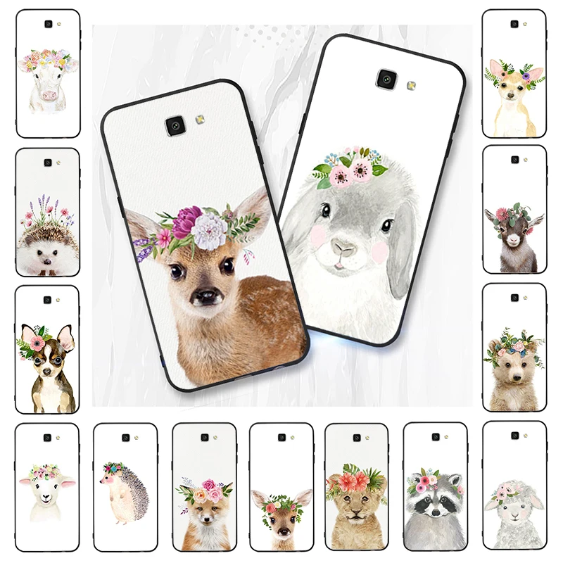 

Baby Animal Sheep Fox Hedgehog Flower Phone Case For Samsung J7 Pro J7Prime J5 Prime J2 J4 J6 Plus A10 A20 A30 A40 A7 A30S A9