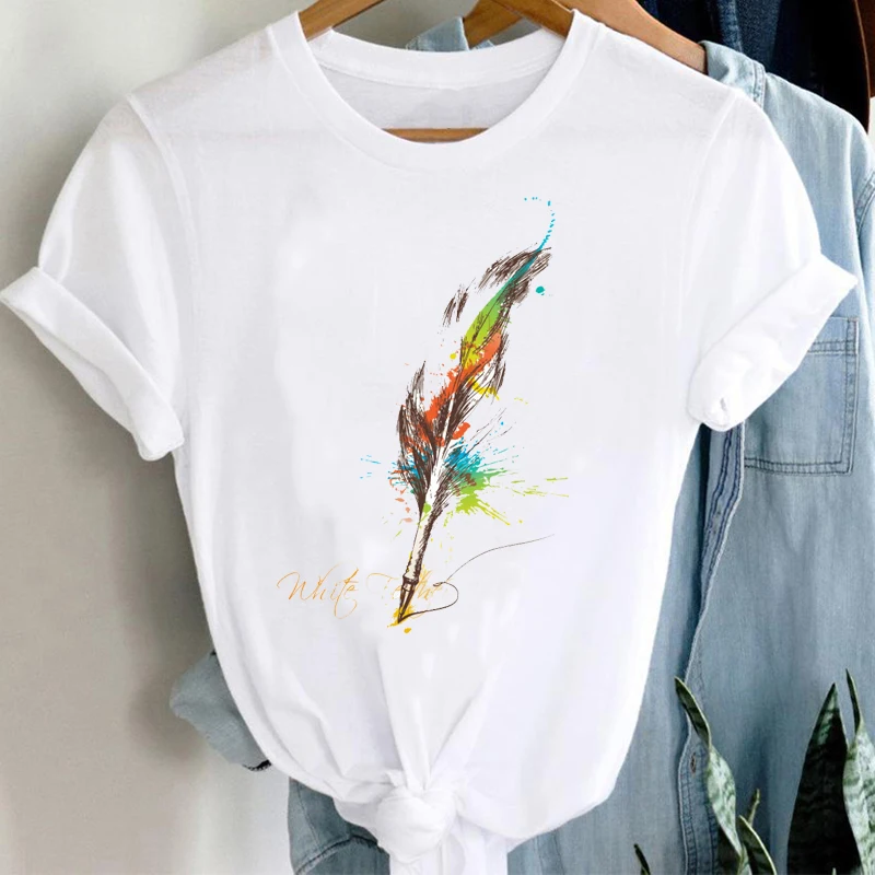 Harajuku Aesthetic Gothic Short Sleeve T-Shirt Kpop Clothes for Women Colorful Feather Cartoon Printed Women's T-Shirt
Harajuku Aesthetic Gothic Short Sleeve T-Shirt Kpop Clothes for Women Colorful Feather Cartoon Printed Women's T-Shirt