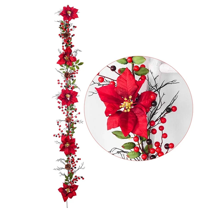 Artificial Garland with Red Berries and Holly Leaves, Pine Cone Garland for Holiday Fireplace Stairs Table Decorations
Artificial Garland with Red Berries and Holly Leaves, Pine Cone Garland for Holiday Fireplace Stairs Table Decorations