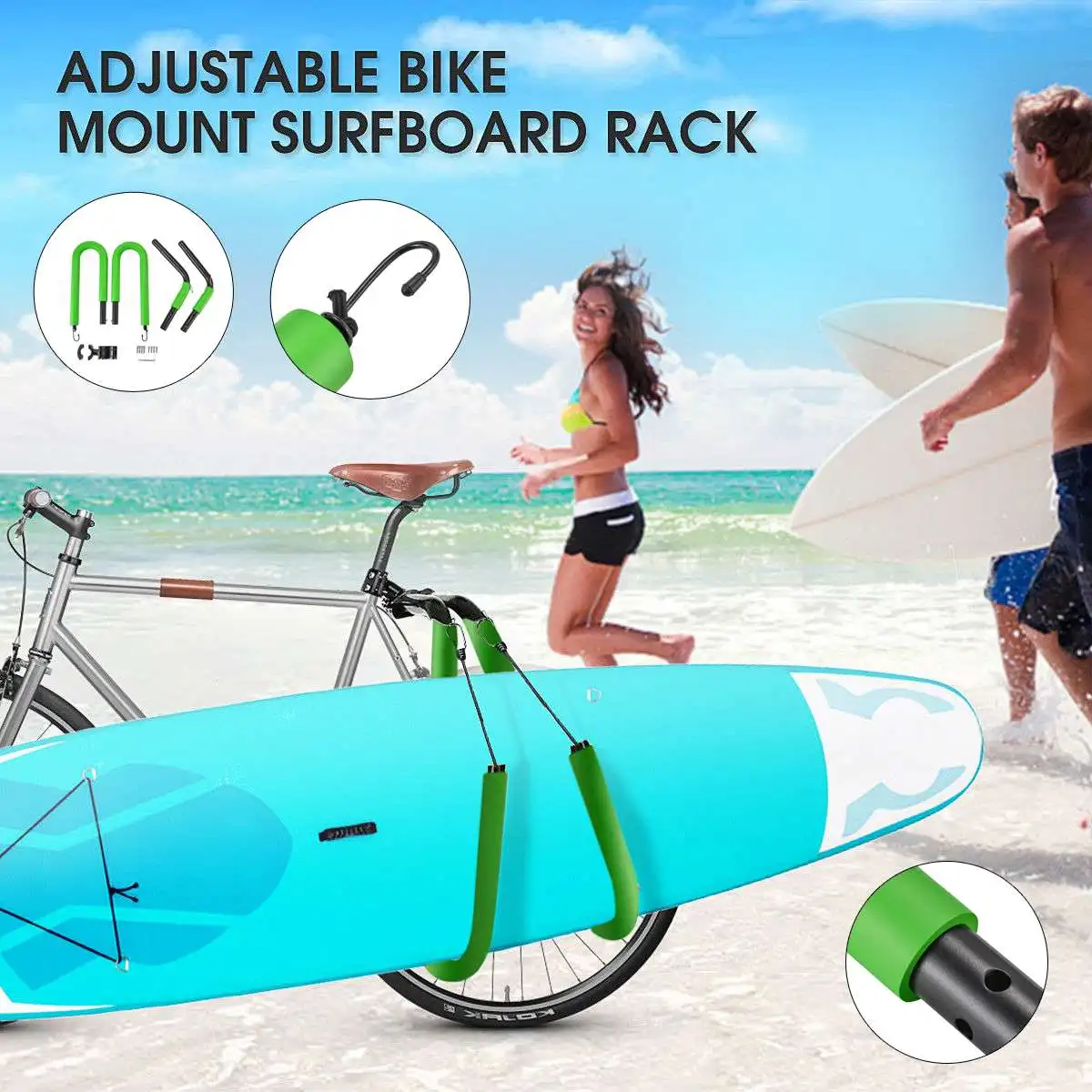 Bicycle Surfing Carrier Surfboard Wakeboard Bike Rack Mount To Seat Posts Practical Surfboard Bike-Side Holder Riding 25-32mm
Bicycle Surfing Carrier Surfboard Wakeboard Bike Rack Mount To Seat Posts Practical Surfboard Bike-Side Holder Riding 25-32mm
