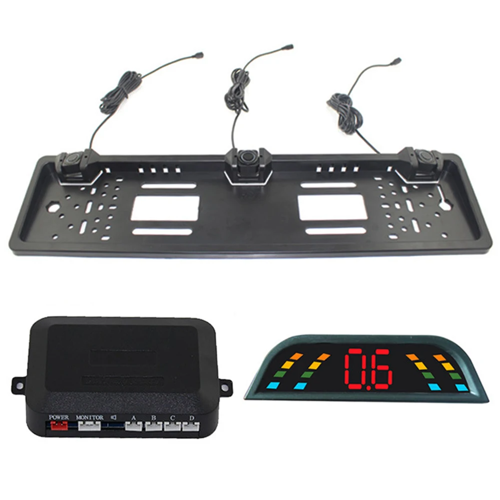 Reversing Radar Led Monitor Backlight Parking Sensor No Drill Car Accessories Detector Easy Install Auto Alarm Backup Parktronic |