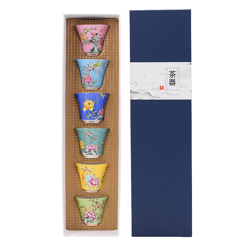PINNY 50ML Porcelain Enamel Flower Tea Cup Ceramic Set Of Cups With Gift Box Chinese Kung Fu Tea Bowl 
PINNY 50ML Porcelain Enamel Flower Tea Cup Ceramic Set Of Cups With Gift Box Chinese Kung Fu Tea Bowl