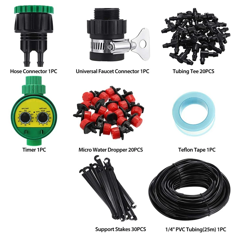 Irrigation System with Timer, 25M DIY MicrophoneDrip Irrigation Kit Adjustable Nozzle Automatic Watering Kit System
Irrigation System with Timer, 25M DIY MicrophoneDrip Irrigation Kit Adjustable Nozzle Automatic Watering Kit System