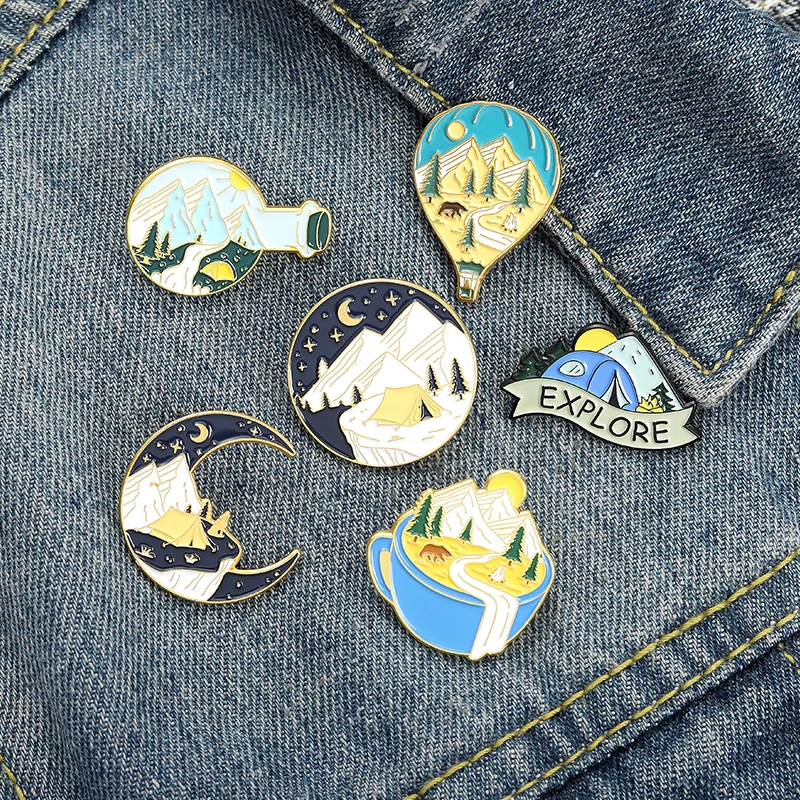 Outdoors Adventure Enamel Pin Moon Balloon Mountain Lapel Pin Badge Anime Backpacks Brooch Jewelry Gift for Friends Wholesale
Outdoors Adventure Enamel Pin Moon Balloon Mountain Lapel Pin Badge Anime Backpacks Brooch Jewelry Gift for Friends Wholesale