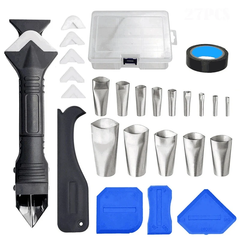 27Pcs Caulking Nozzle Sealant Finishing Tool Grout Scraper Reusable Caulking Tool for Door Window Cleaning Tools
27Pcs Caulking Nozzle Sealant Finishing Tool Grout Scraper Reusable Caulking Tool for Door Window Cleaning Tools