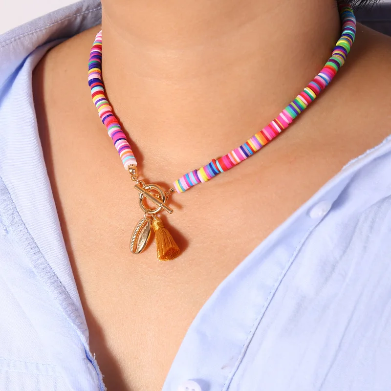 Alloy Shell Pendant Necklace for Women Colorful Tassel Soft Clay Choker Necklace Lovely Clavicle Chain Beach Party Gift Jewelry
Alloy Shell Pendant Necklace for Women Colorful Tassel Soft Clay Choker Necklace Lovely Clavicle Chain Beach Party Gift Jewelry