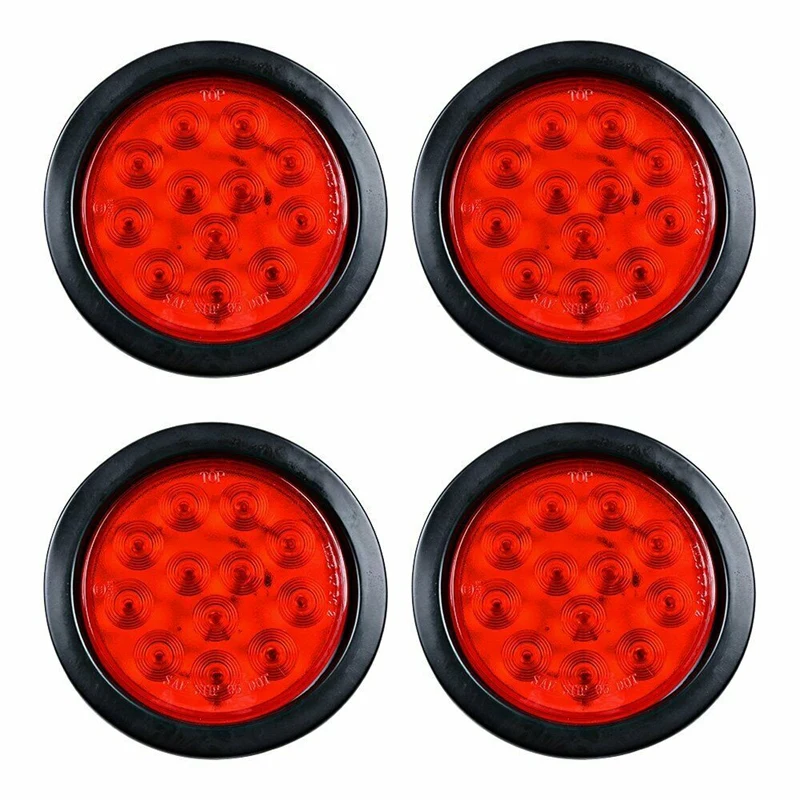 4Pcs 4Inch Round 12 Red Led Trailer Tail Lights Truck Stop Brake Lamp with Grommet
4Pcs 4Inch Round 12 Red Led Trailer Tail Lights Truck Stop Brake Lamp with Grommet