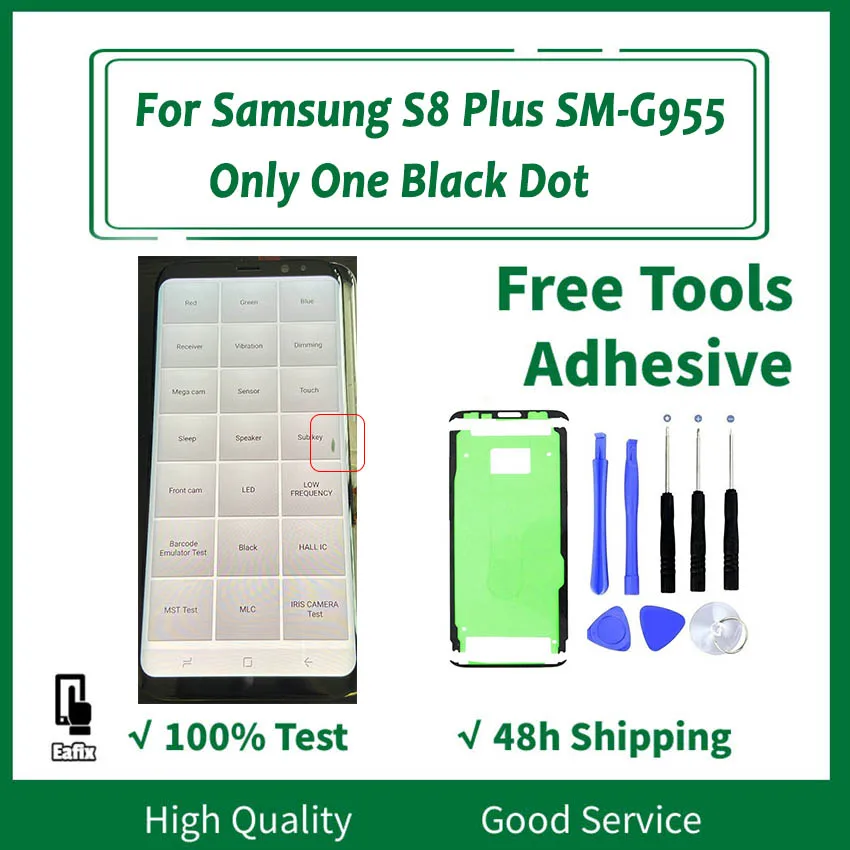 Original Samsung Galaxy SM-G955F LCD G955F Touch Screen S8 Plus AMOLED G955U Assembly Adhesive Tools Black Dot display
Original Samsung Galaxy SM-G955F LCD G955F Touch Screen S8 Plus AMOLED G955U Assembly Adhesive Tools Black Dot display