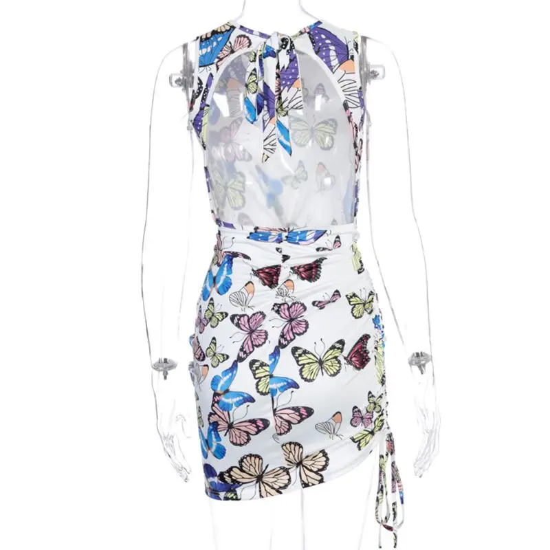 Women Sleeveless Sexy Backless Bandage Bodycon Mini Dress Butterfly Print Ruched Drawstring Asymmetric Party Clubwear
Women Sleeveless Sexy Backless Bandage Bodycon Mini Dress Butterfly Print Ruched Drawstring Asymmetric Party Clubwear