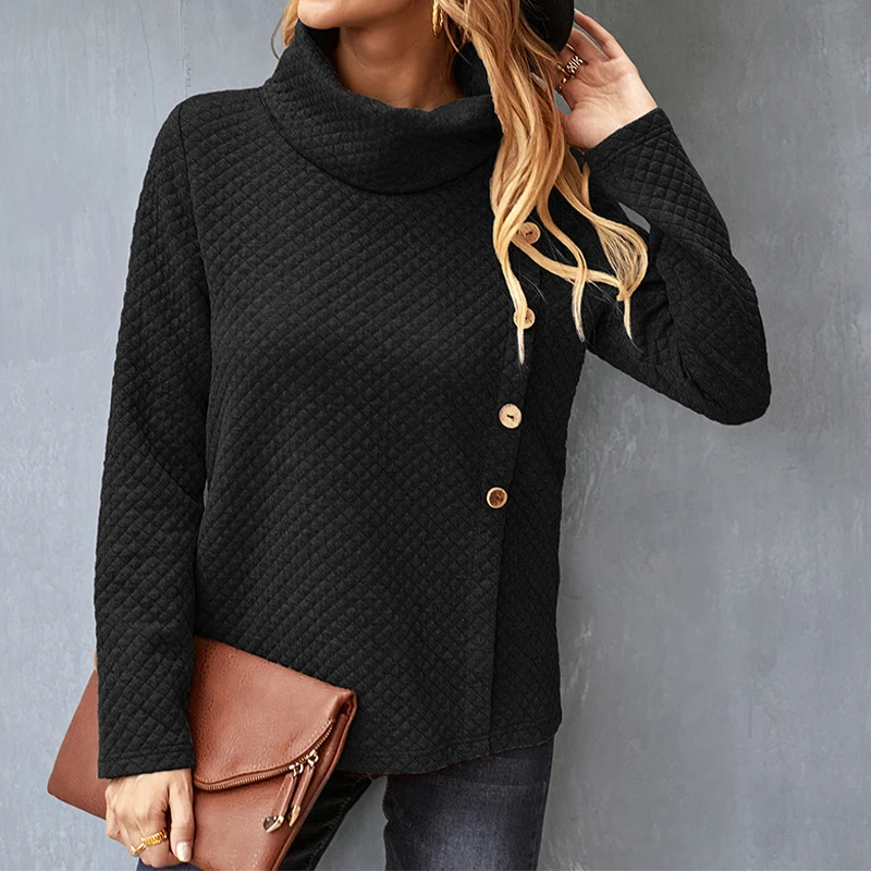 Women Fashion Casual Long Sleeve Sweatshirts Elegant Basic Patchwork Buttons Tops Shirts Ladies Vintage Turtleneck Pullover New 
Women Fashion Casual Long Sleeve Sweatshirts Elegant Basic Patchwork Buttons Tops Shirts Ladies Vintage Turtleneck Pullover New