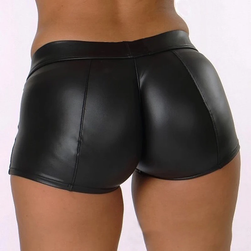 

Шорты женские кожаные с высокой талией, облегающие джоггеры с эффектом пуш-ап, спортивные пикантные обтягивающие короткие штаны для фитнес...