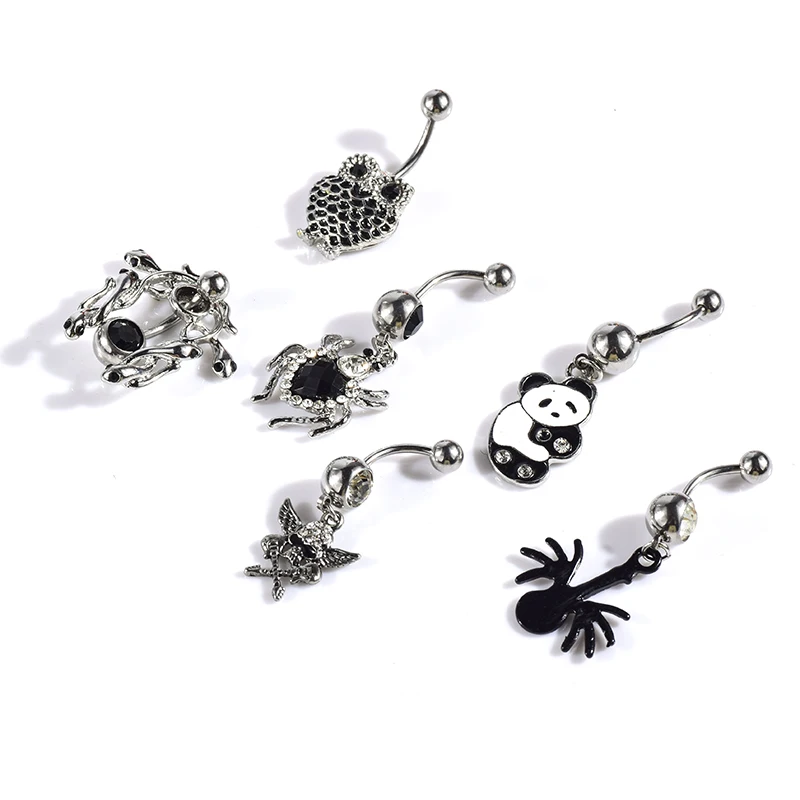 6-Piece Sets black Stainless steel navel ring combination navel nail Fashion body Piercing Accessories Alloy Jewelry
6-Piece Sets black Stainless steel navel ring combination navel nail Fashion body Piercing Accessories Alloy Jewelry