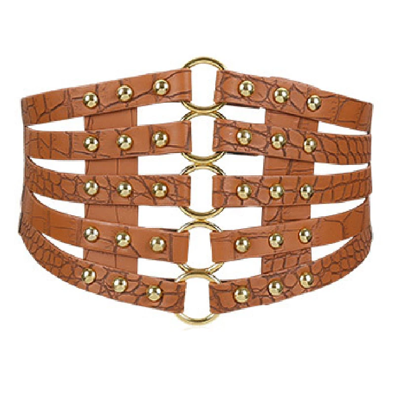 Fashion Punk Wide Pu Leather Rivet Waistband Women Sexy Elastic Slim Body Shaper Faux Leather Retro Belt Accessories
Fashion Punk Wide Pu Leather Rivet Waistband Women Sexy Elastic Slim Body Shaper Faux Leather Retro Belt Accessories
