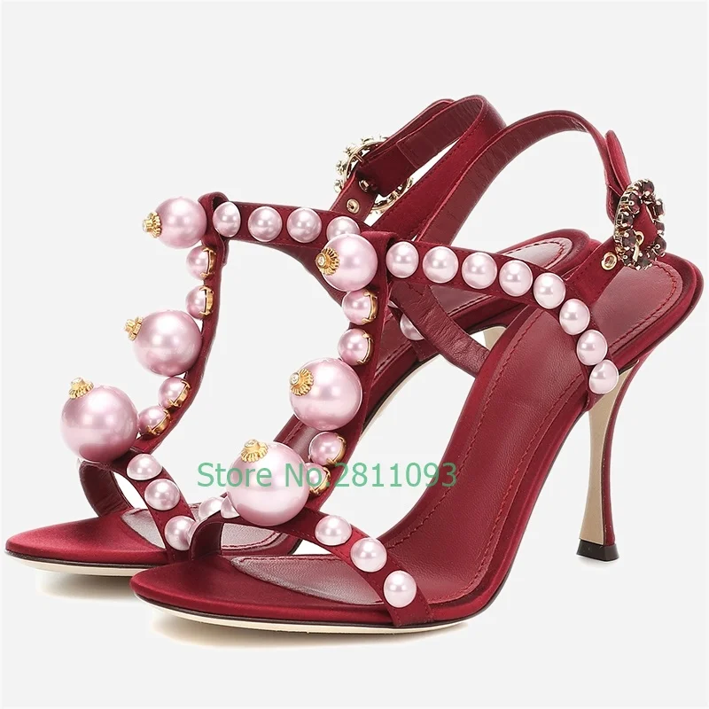 Pearl T Strap Thin High Heel Sandals Ankle Buckle Cut Out Open Toe Red Sweet Summer Shoes Stiletto High Heel Party Ladies Shoes
Pearl T Strap Thin High Heel Sandals Ankle Buckle Cut Out Open Toe Red Sweet Summer Shoes Stiletto High Heel Party Ladies Shoes