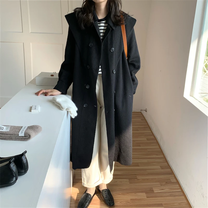 Elegant Temperament Navy Collar Double Wool Coat Women Fashion Korean Double Breasted Long Sleeve Belted Woolen Jacket Long Coat
Elegant Temperament Navy Collar Double Wool Coat Women Fashion Korean Double Breasted Long Sleeve Belted Woolen Jacket Long Coat