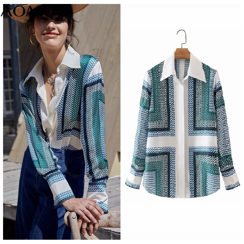 AOMO 2021 Women Geometry Print Blouse Long Sleeve Chic Female Office Lady Shirt Tops 4T93A
AOMO 2021 Women Geometry Print Blouse Long Sleeve Chic Female Office Lady Shirt Tops 4T93A