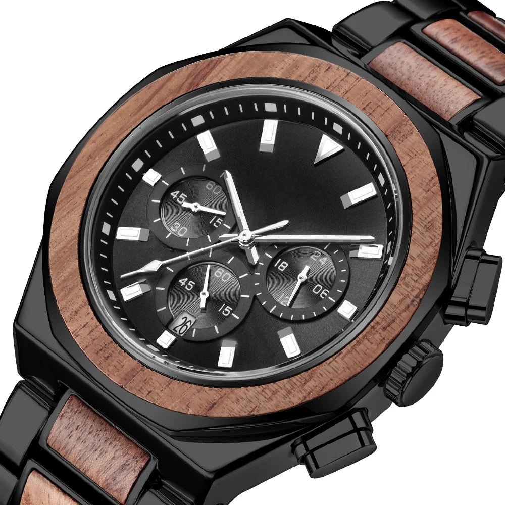 Luxury Wood Stainless Steel Men Watch Stylish Wooden Timepieces Chronograph Quartz Watches relogio masculino Gift Man
Luxury Wood Stainless Steel Men Watch Stylish Wooden Timepieces Chronograph Quartz Watches relogio masculino Gift Man