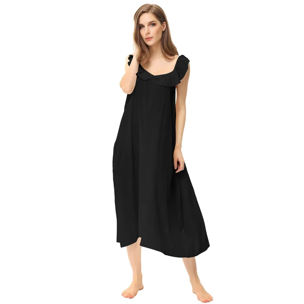 Summer Sleep Shirts Womens Ruffled Sleep Dress Loose Solid Color Sexy Backless Breathable Ladies Midi Cotton Sleepwear Nightgown
Summer Sleep Shirts Womens Ruffled Sleep Dress Loose Solid Color Sexy Backless Breathable Ladies Midi Cotton Sleepwear Nightgown