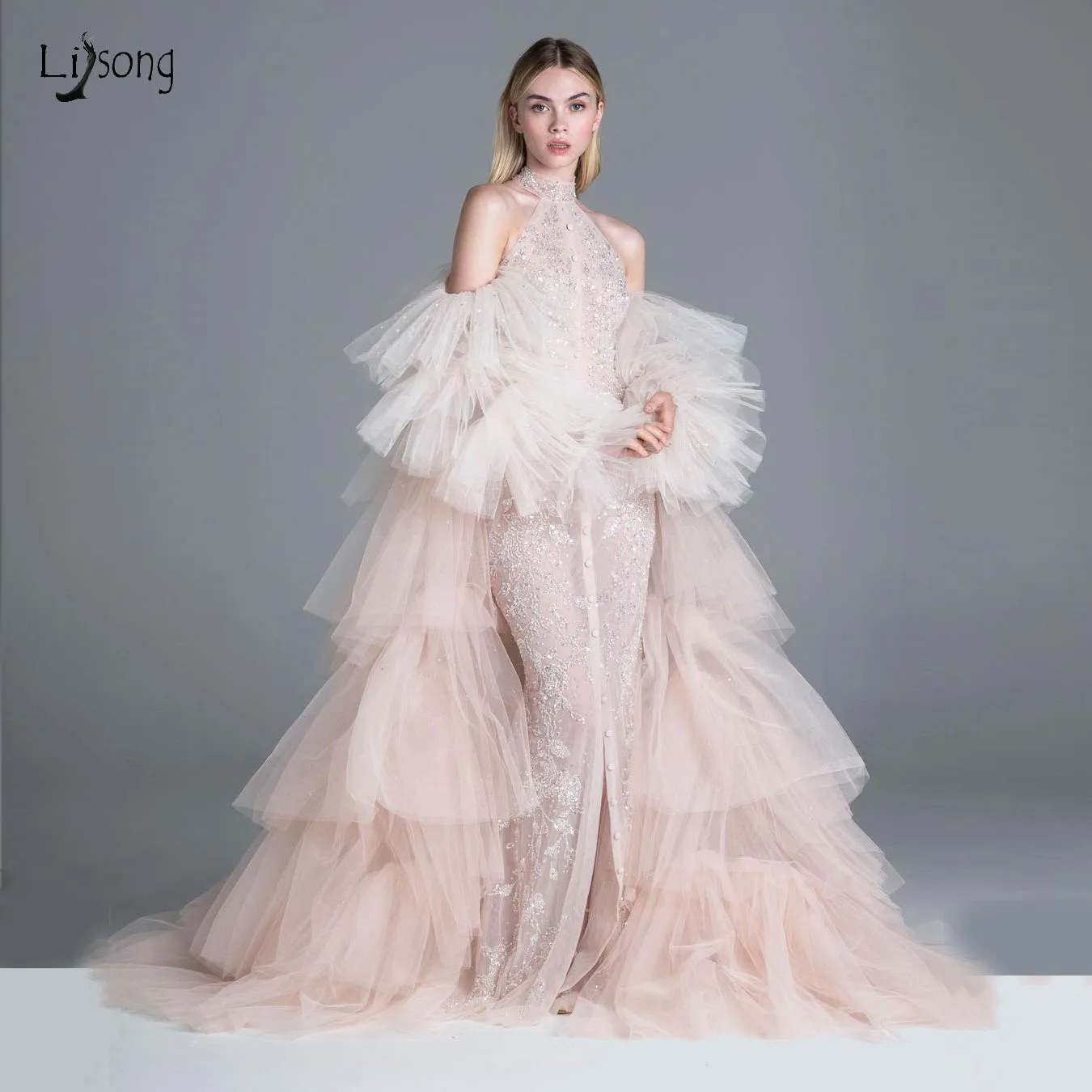 Hature Couture Lace Elegant Long Evening Dress with Detachable Tulle Train High Neck Layered Overlay Formal Prom Dresses Cape
Hature Couture Lace Elegant Long Evening Dress with Detachable Tulle Train High Neck Layered Overlay Formal Prom Dresses Cape