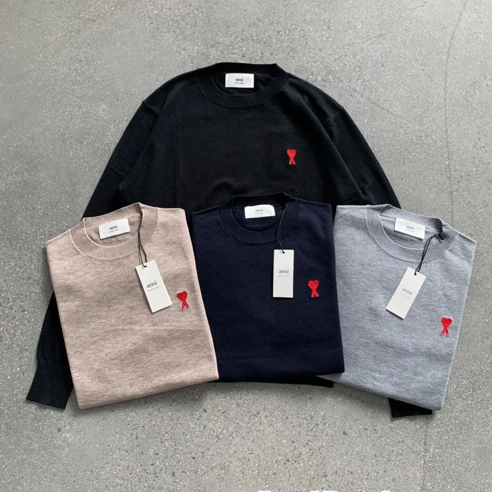 Autumn ami red heart embroidery knitted sweater korean fashion solid color round neck Oversized pullover couple outfit
Autumn ami red heart embroidery knitted sweater korean fashion solid color round neck Oversized pullover couple outfit