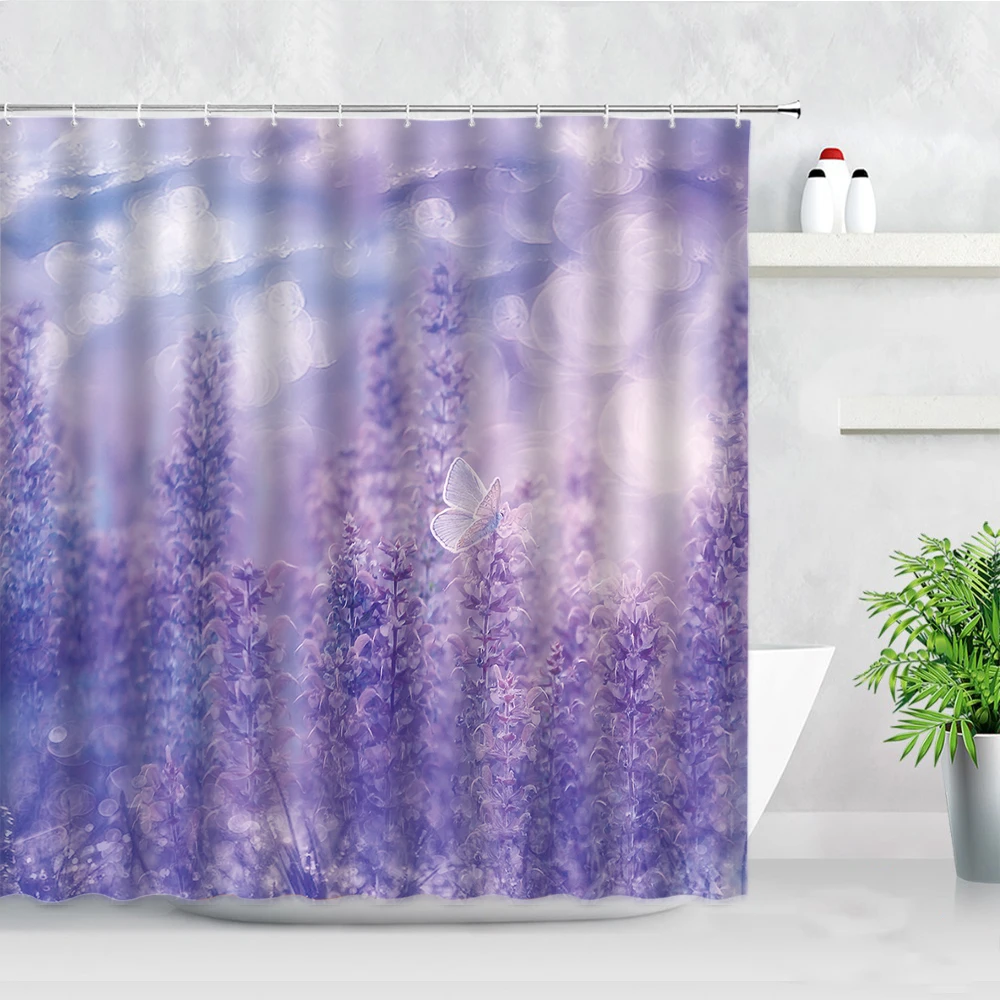 Водонепроницаемая занавеска для душа с принтом в виде бабочек, цветов, растений
Водонепроницаемая занавеска для душа с принтом в виде бабочек, цветов, растений