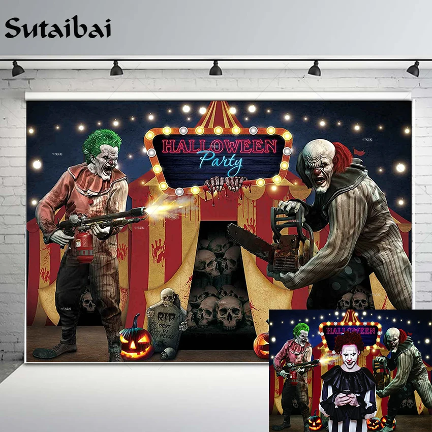 Halloween Horror Circus Party Backdrop Creepy Clowns Photography Background Kids Birthday Decor Banner Photobooth Studio Props
Halloween Horror Circus Party Backdrop Creepy Clowns Photography Background Kids Birthday Decor Banner Photobooth Studio Props