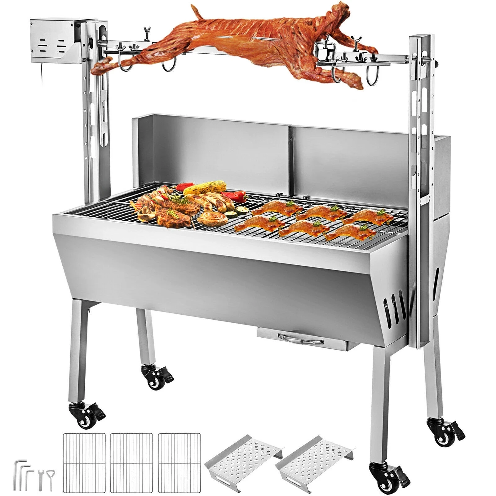Rotary Grill 60kg 132Lbs Electric 25W Large Stainless Steel BBQ Pig Lamb Chicken Spit Roaster
Rotary Grill 60kg 132Lbs Electric 25W Large Stainless Steel BBQ Pig Lamb Chicken Spit Roaster