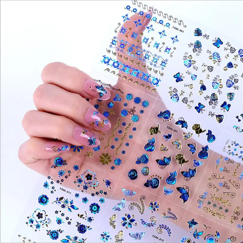30 Sheets 3D Gold Blue Decals Hot Stamping Stickers Nail Art Bling Shinning Butterfly Self Adhesive Nail Tattoos T0505
30 Sheets 3D Gold Blue Decals Hot Stamping Stickers Nail Art Bling Shinning Butterfly Self Adhesive Nail Tattoos T0505