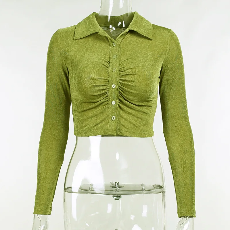 Ggbaofan Up Green Blouse Shirt Long Sleeve Crop Top Women Ruched Cropped Sexy Blouse 2021 Summer Autumn Casual Shirts
Ggbaofan Up Green Blouse Shirt Long Sleeve Crop Top Women Ruched Cropped Sexy Blouse 2021 Summer Autumn Casual Shirts