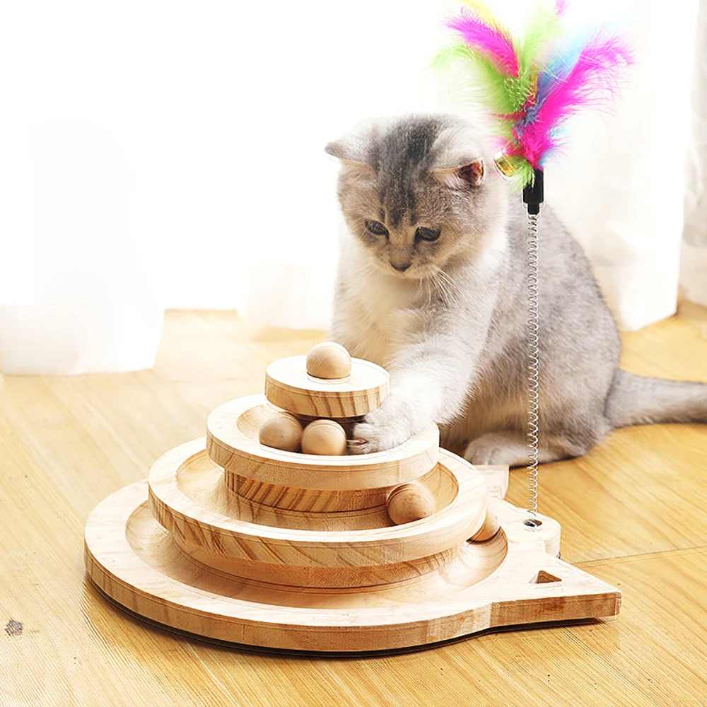 Wooden Cat Toy Multilayer Rotating Track Ball Game Cat Turntable Pet Interactive Toy Cat Intellectual Track Funny Scratcher Toys
Wooden Cat Toy Multilayer Rotating Track Ball Game Cat Turntable Pet Interactive Toy Cat Intellectual Track Funny Scratcher Toys