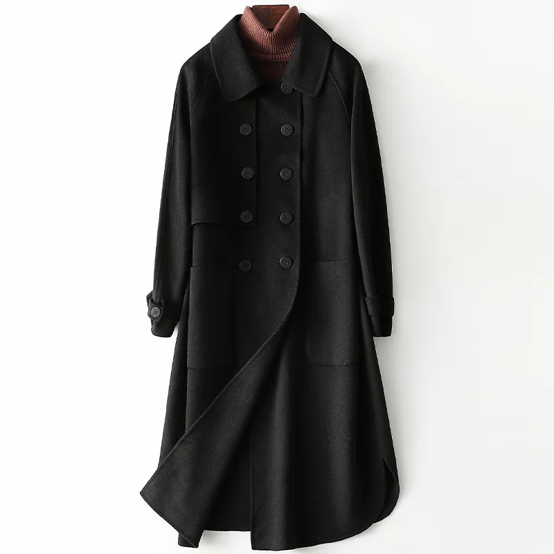 Black Camel Double-sided Wool Coat Female Women 100% Woolen Loose Overcoat Casual Turn-down Collar Button Outwear Plus Size
Black Camel Double-sided Wool Coat Female Women 100% Woolen Loose Overcoat Casual Turn-down Collar Button Outwear Plus Size