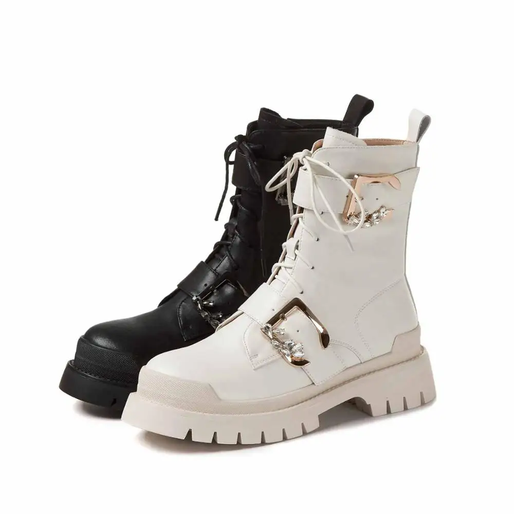 Lenkisen motorcycle boots buckle decorations platform handsome thick high heel round toe zipper punk superstar ankle boots L84 
Lenkisen motorcycle boots buckle decorations platform handsome thick high heel round toe zipper punk superstar ankle boots L84