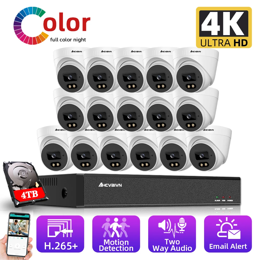 H.265 CCTV Security Camera System Kit Indoor 16CH 4K POE NVR Kit Two-way Audio 8CH 8MP Video Survrillance Ip Camera System Set
H.265 CCTV Security Camera System Kit Indoor 16CH 4K POE NVR Kit Two-way Audio 8CH 8MP Video Survrillance Ip Camera System Set