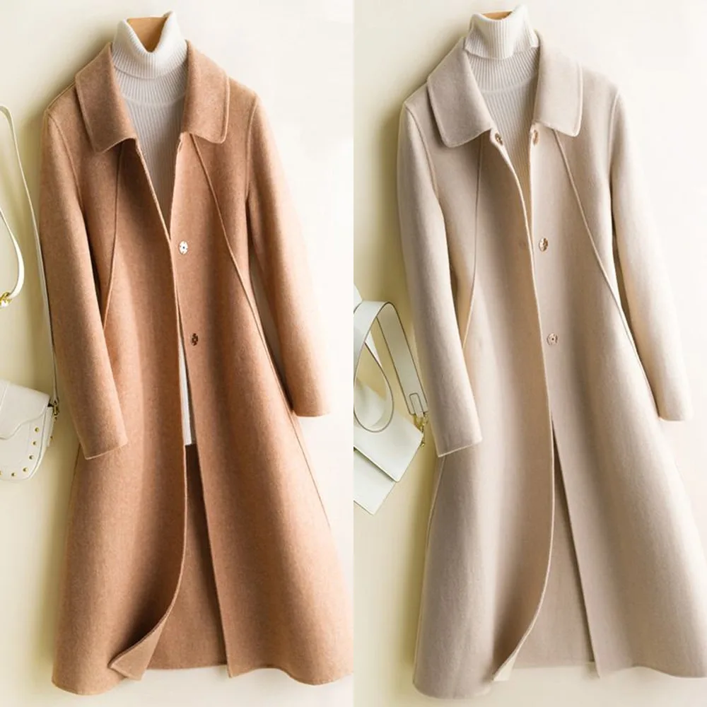 Lady Pure 100% Wool Coat Women Slim Long Cardigan Outerwear Female Handmade Cashmere Double-Sided Jacket X29
Lady Pure 100% Wool Coat Women Slim Long Cardigan Outerwear Female Handmade Cashmere Double-Sided Jacket X29