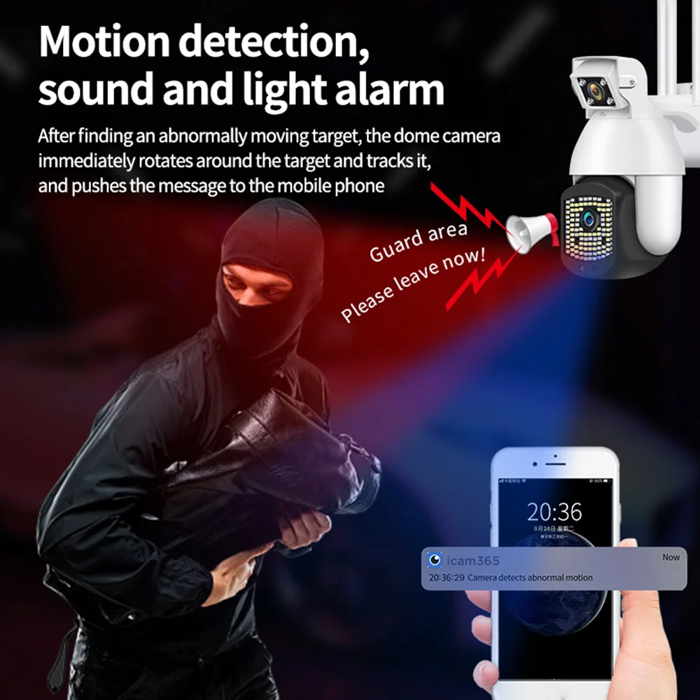 1080P PTZ IP Camera Dual Lens Wifi Outdoor Auto Track Wireless Zoom CCTV Surveillance Home Security Speed Dome Camera
1080P PTZ IP Camera Dual Lens Wifi Outdoor Auto Track Wireless Zoom CCTV Surveillance Home Security Speed Dome Camera