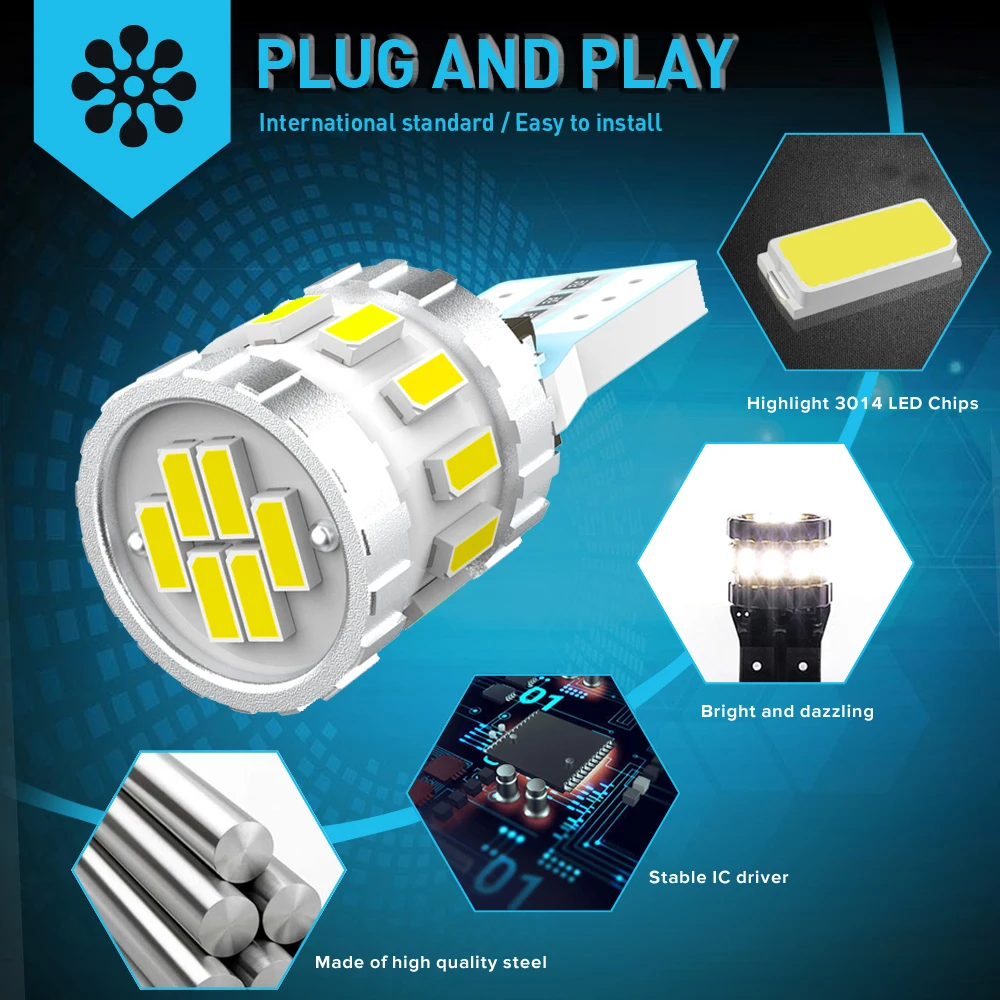 Светодиодсветодиодный лампы Canbus 10x T10 W5W 168 194 парковочные фары автомобиля для Toyota