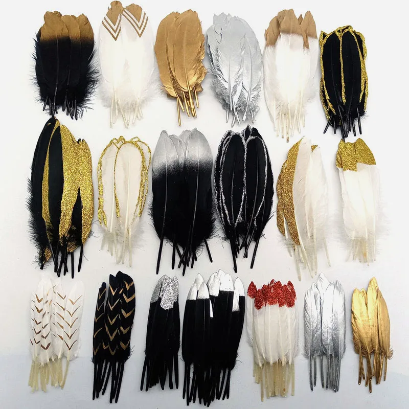 

10-500pcs Gold Turkey Goose Duck Pheasant Feathers Plumes DIY table centerpieces Home Wedding Decoration Handicraft accessories