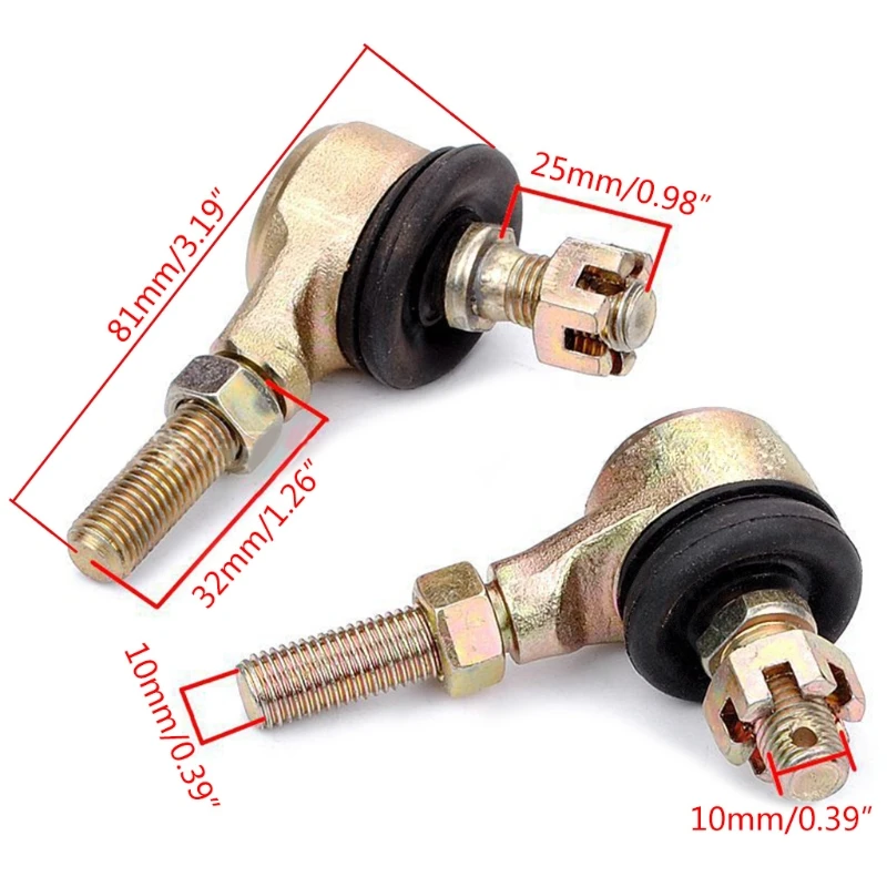 2Pcs Metal M10 Tie Rod Ball Joint For 50cc 70cc 90cc 110cc 125cc 150cc 200cc ATV Q39F 
2Pcs Metal M10 Tie Rod Ball Joint For 50cc 70cc 90cc 110cc 125cc 150cc 200cc ATV Q39F