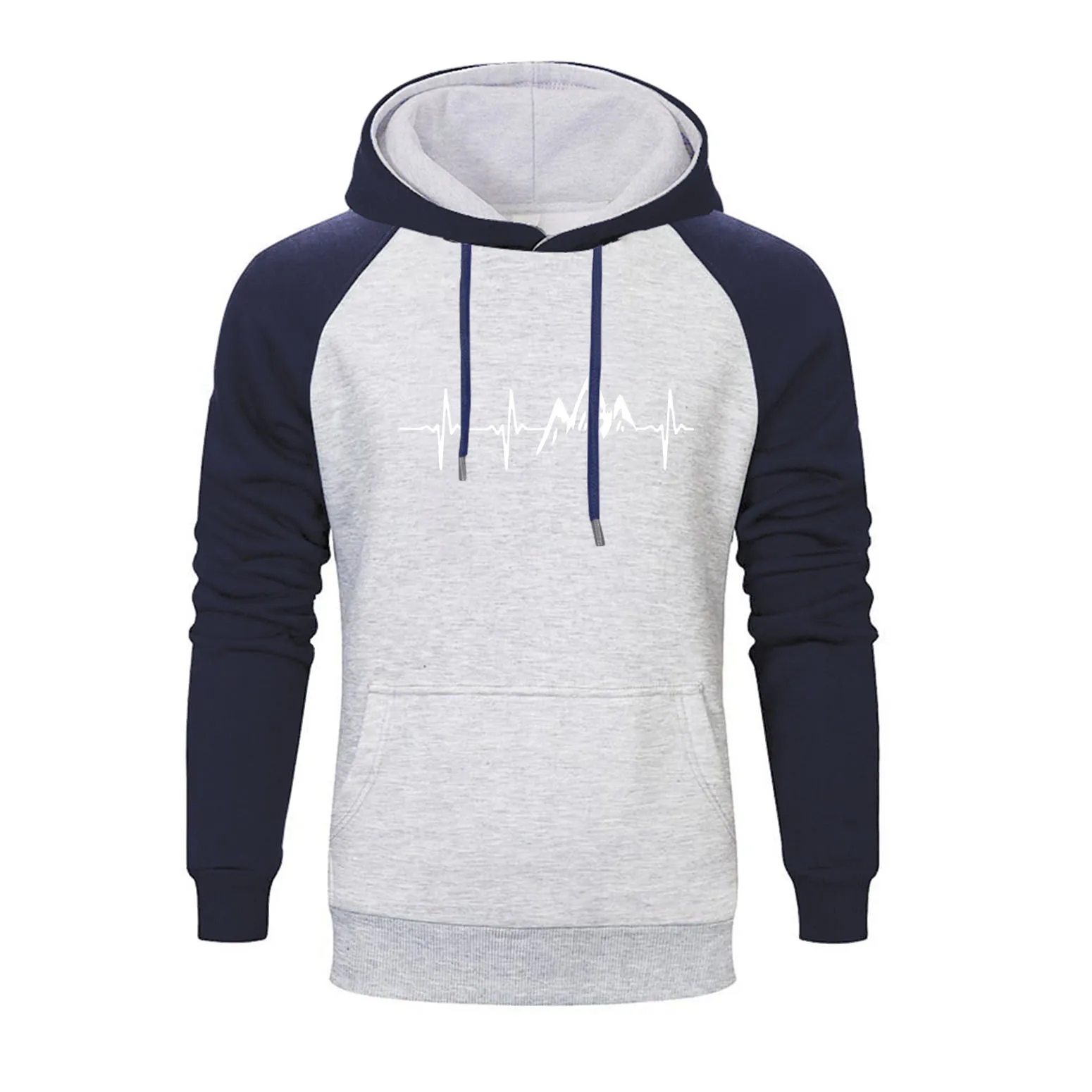 Funny Hoodies Mountain Hiking Heartbeat Fashion New Autumn LONG Sleeve Men's Casual Family Harajuku Mens Sweatshirts | Мужская
