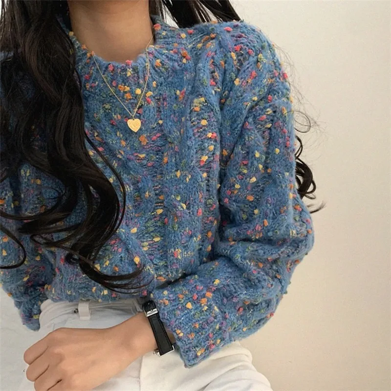 Autumn and Winter Clothes Knitted Twist Sweater Ladies Candy Hit Color Minus Age Polka Dot Retro Pullover O-neck Long-sleeved
Autumn and Winter Clothes Knitted Twist Sweater Ladies Candy Hit Color Minus Age Polka Dot Retro Pullover O-neck Long-sleeved