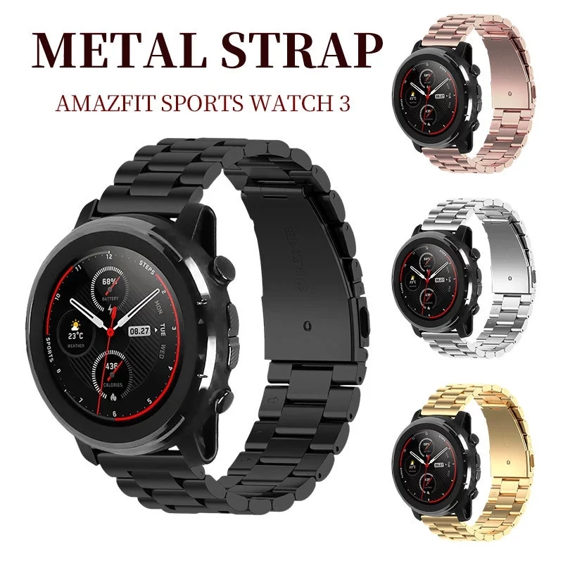 Ремешок для смарт-часов Xiaomi Huami Amazfit Stratos 3/2/2s, 22 мм, из нержавеющей стали, металлический, 47 мм 
Ремешок для смарт-часов Xiaomi Huami Amazfit Stratos 3/2/2s, 22 мм, из нержавеющей стали, металлический, 47 мм