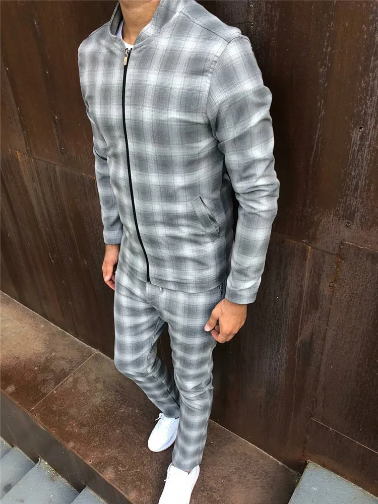 Men' Men Set Tracksuit 3D Plaid Sports Gentlemen Set Jacket Street Fashion Trend Fashion Stand-up Collar Zipper Sportswear Suit
Men' Men Set Tracksuit 3D Plaid Sports Gentlemen Set Jacket Street Fashion Trend Fashion Stand-up Collar Zipper Sportswear Suit