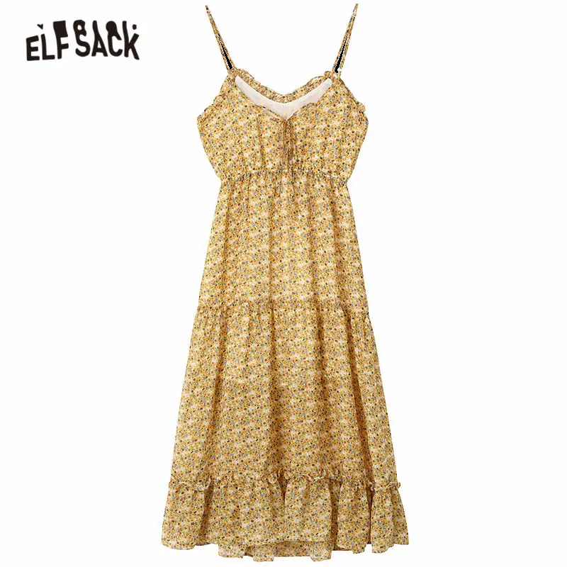 ELFSACK Yellow Floral Print Casual Chiffon Boho Women Slip Dress 2020 Spring New High Elastic Waist Girly Korean Holiday Dresses
ELFSACK Yellow Floral Print Casual Chiffon Boho Women Slip Dress 2020 Spring New High Elastic Waist Girly Korean Holiday Dresses